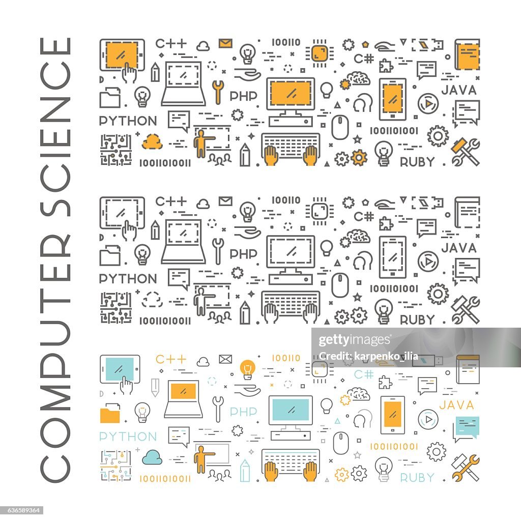 Computer Science Stock Photps Vector Line Web Concept For Computer Science High-Res Vector Graphic ...