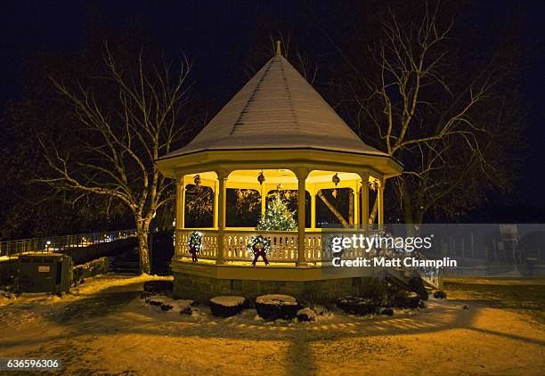 skaneateles village gazebo decorated for christmas - 斯加內特爾湖 個照片及圖片檔