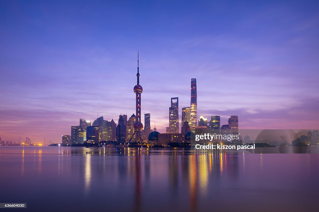 Morning twilight in Shanghai Pudong ( Lujiazui ) ( China )