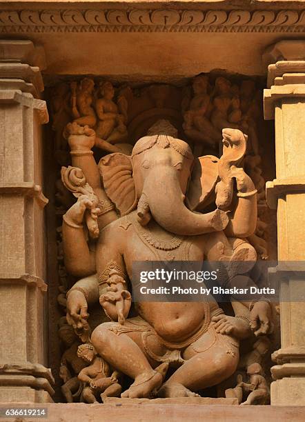 ganesha sculpture at khajuraho - khajuraho statues stock pictures, royalty-free photos & images