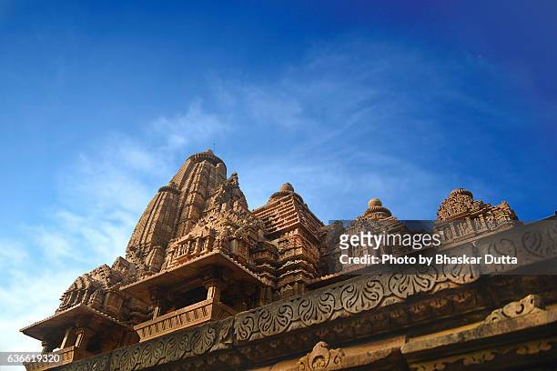 lakshmana temple at khajuraho - khajuraho statues stock pictures, royalty-free photos & images