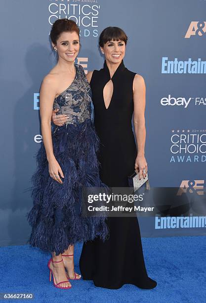 Actresses Shiri Appleby and Constance Zimmer arrive at The 22nd Annual Critics' Choice Awards at Barker Hangar on December 11, 2016 in Santa Monica,...