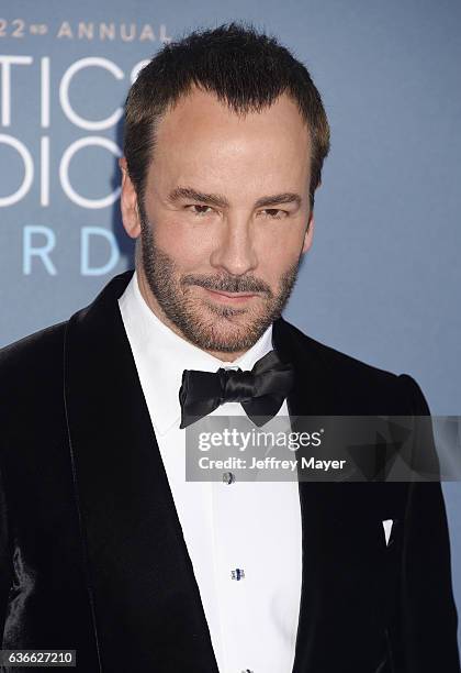 Fashion designer-producer-director Tom Ford arrives at The 22nd Annual Critics' Choice Awards at Barker Hangar on December 11, 2016 in Santa Monica,...