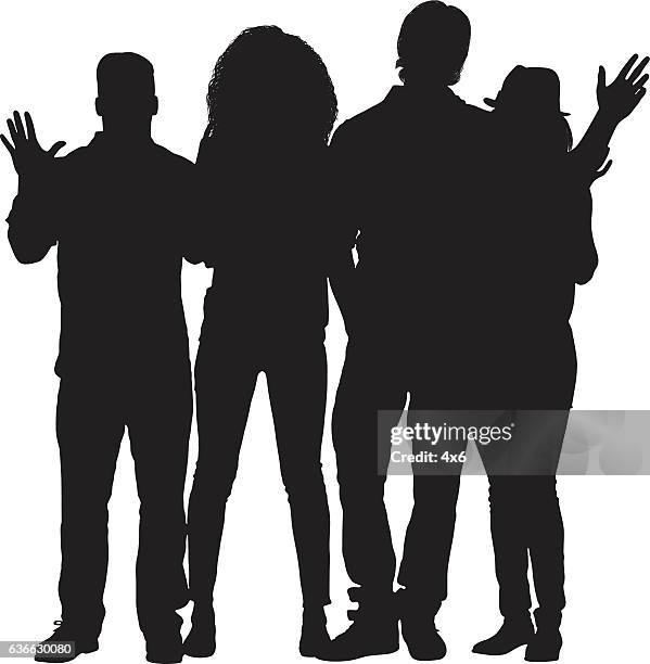 friends waving hand - straw hat isolated stock illustrations