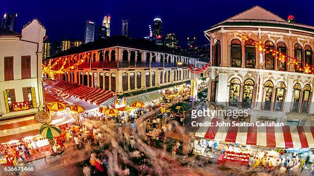 singapore chinatown, food street - singapore food stock pictures, royalty-free photos & images