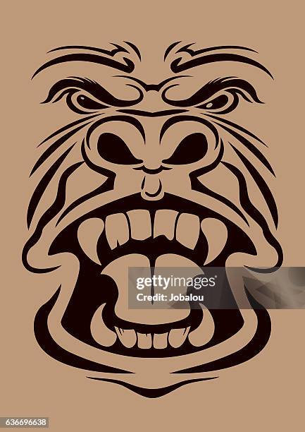 anger gorilla head - gorilla face stock-grafiken, -clipart, -cartoons und -symbole