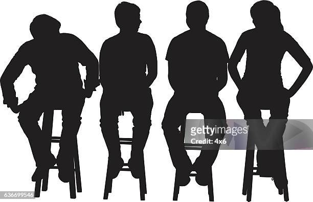 people sitting on stool - four people stock illustrations