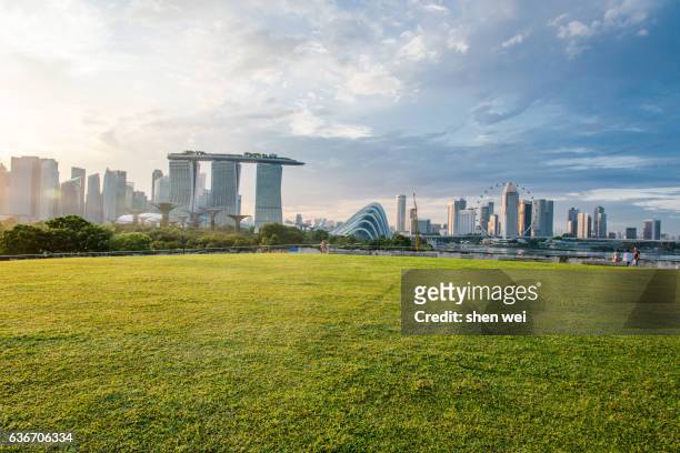 singapore cityscape - marina bay sands stockfoto's en -beelden
