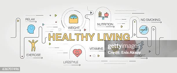 healthy living banner und symbole - verlockung stock-grafiken, -clipart, -cartoons und -symbole