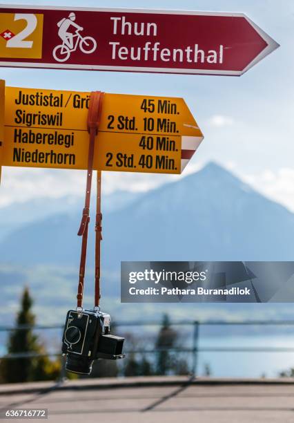 film camera and the sign - oberhoffen castle stock pictures, royalty-free photos & images