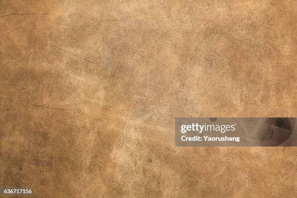 brown leather texture closeup for background and design works - leather texture stock pictures, royalty-free photos & images