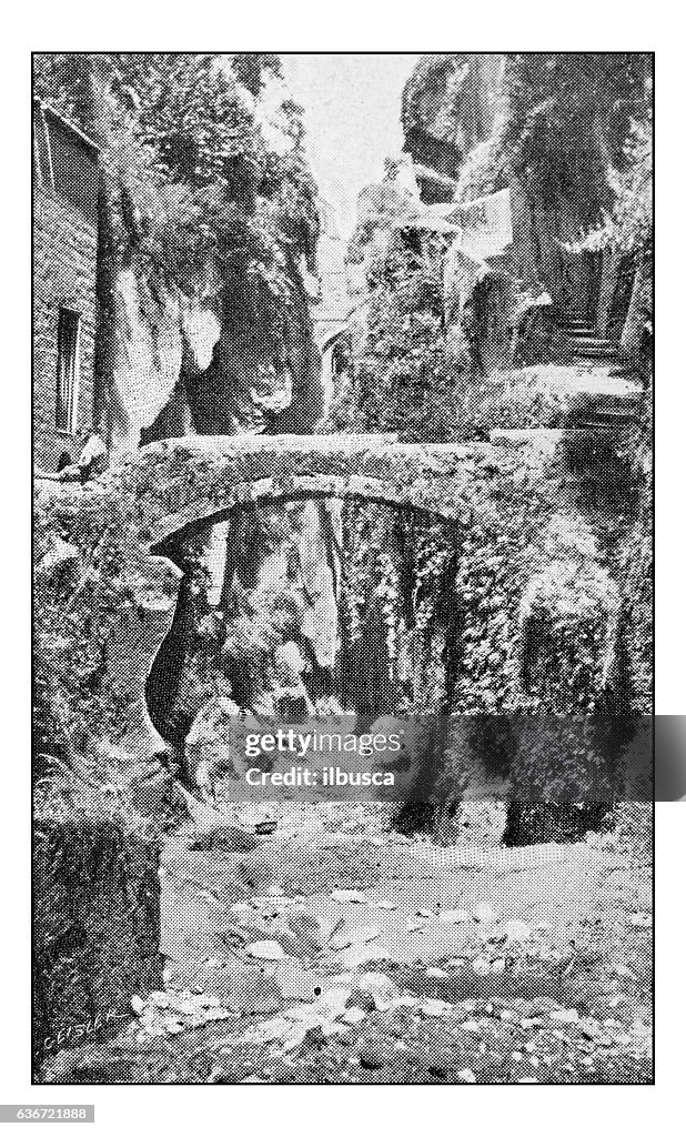Antique dotprinted photographs of Italy: Campania, Sorrento Valley