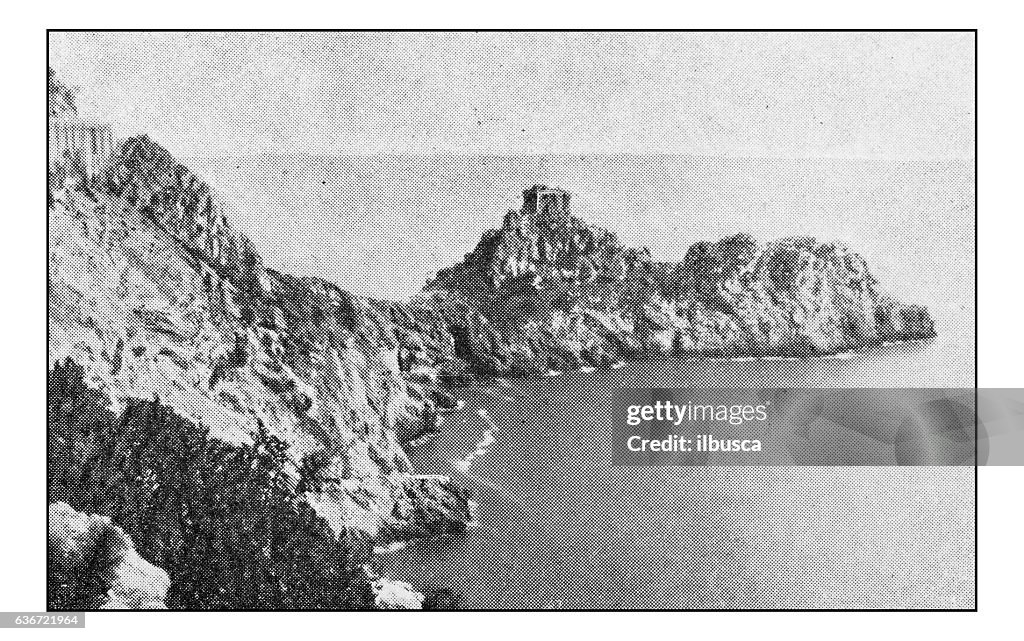 Antique dotprinted photographs of Italy: Campania, Capo Cone