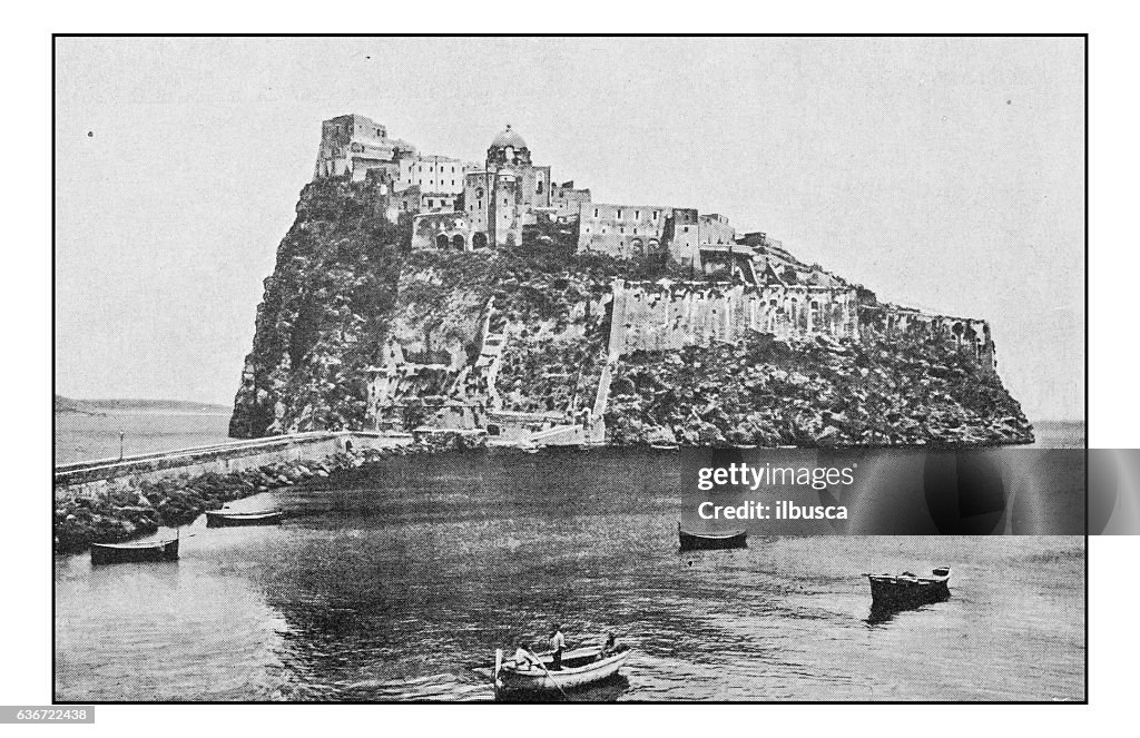 Antique dotprinted photographs of Italy: Campania, Ischia