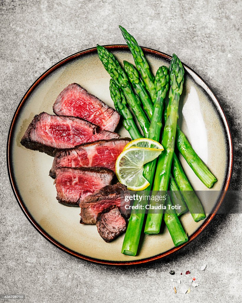 Steak with asparagus