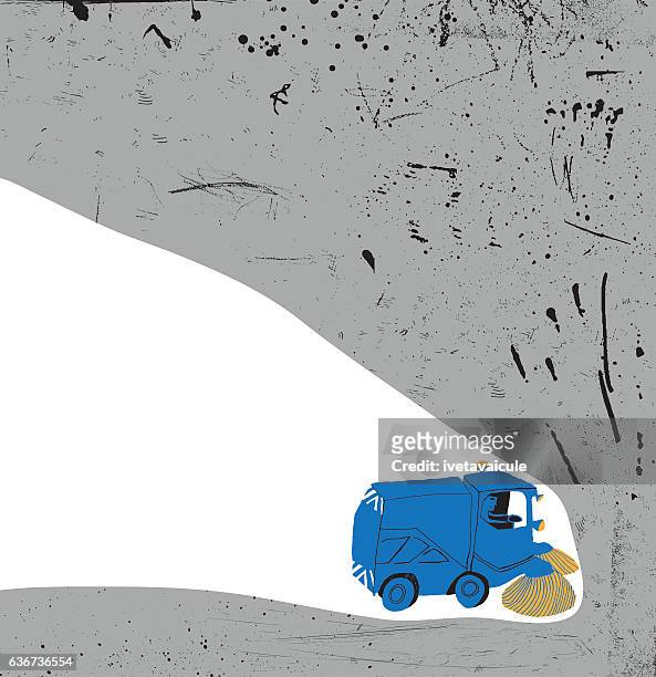 road sweeper - street sweeper stock illustrations