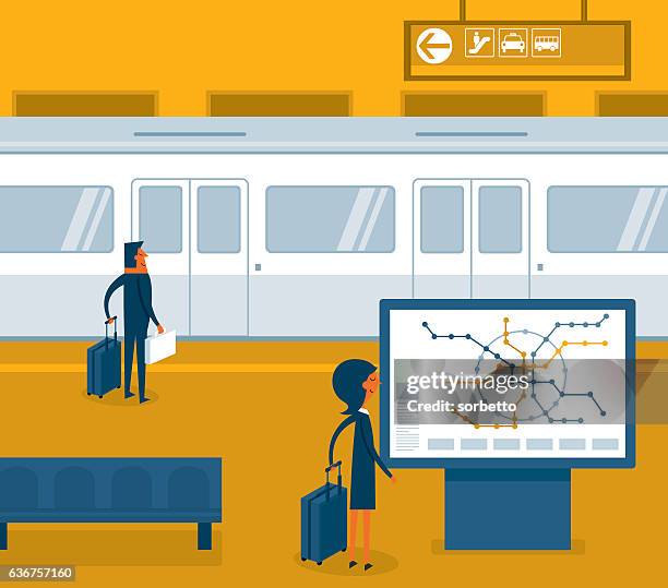 ilustraciones, imágenes clip art, dibujos animados e iconos de stock de tren de metro  - hora punta temas