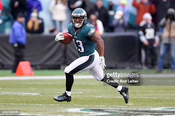 Darren Sproles of the Philadelphia Eagles runs with the ball during the game against the Washington Redskins at Lincoln Financial Field on December...