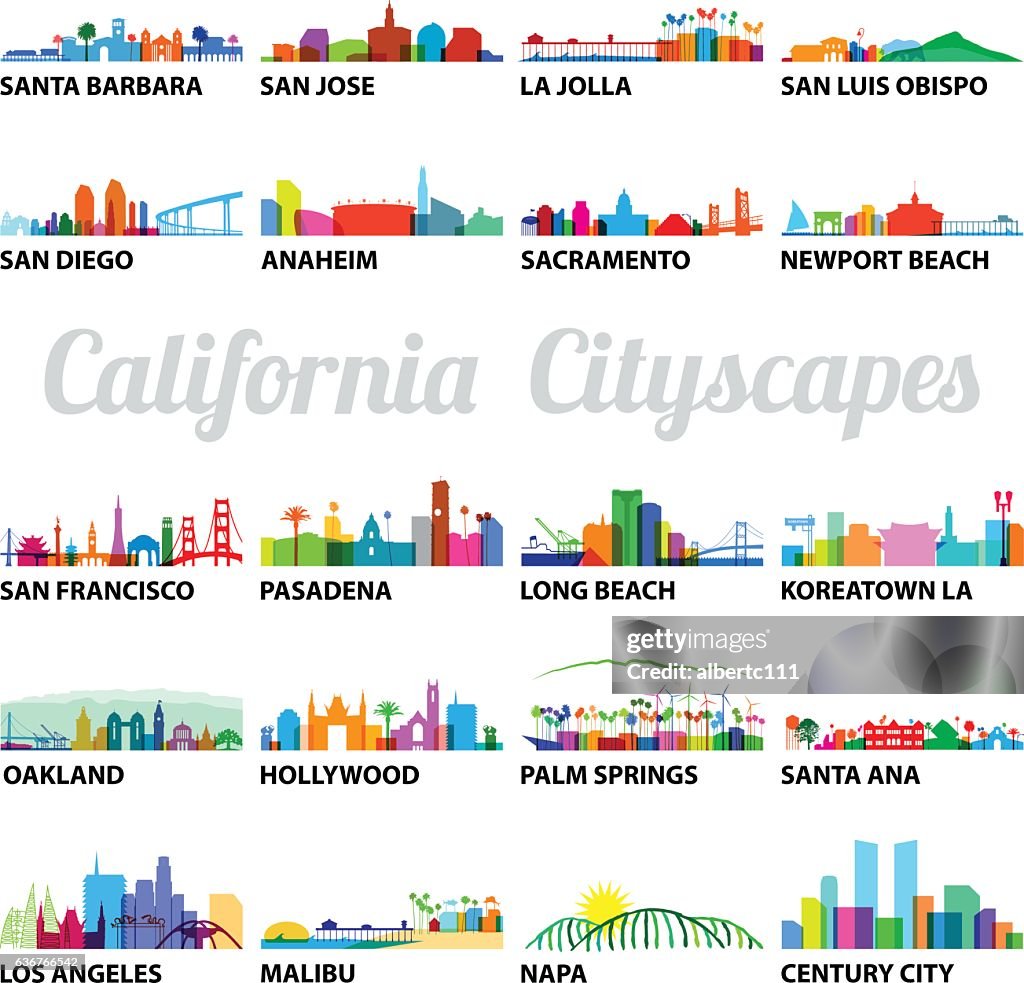 Series of Stylized California Cityscapes