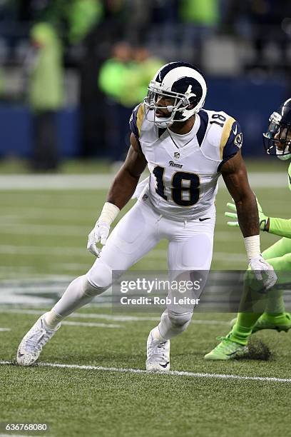 Kenny Britt of the Los Angeles Rams in action during the game against the Seattle Seahawks at CenturyLink Field on December 15, 2016 in Seattle,...