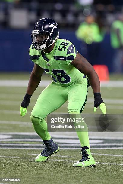 Kevin Pierre Louis of the Seattle Seahawks in action during the game against the Los Angeles Rams at CenturyLink Field on December 15, 2016 in...