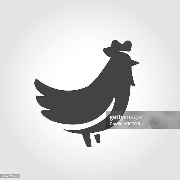 chicken icon - iconic series - cockerel stock illustrations