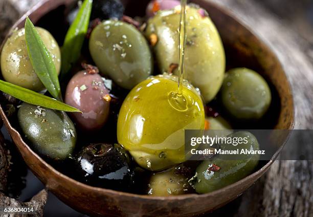 olives - italien food stock-fotos und bilder