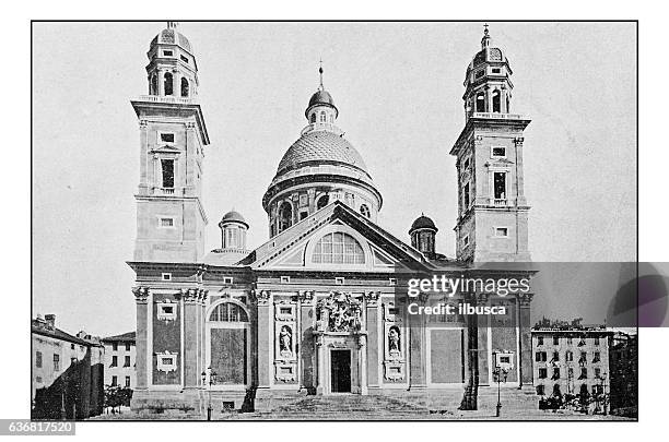 ilustrações, clipart, desenhos animados e ícones de fotografias antigas da itália: ligúria, santa maria di carignano - trastevere