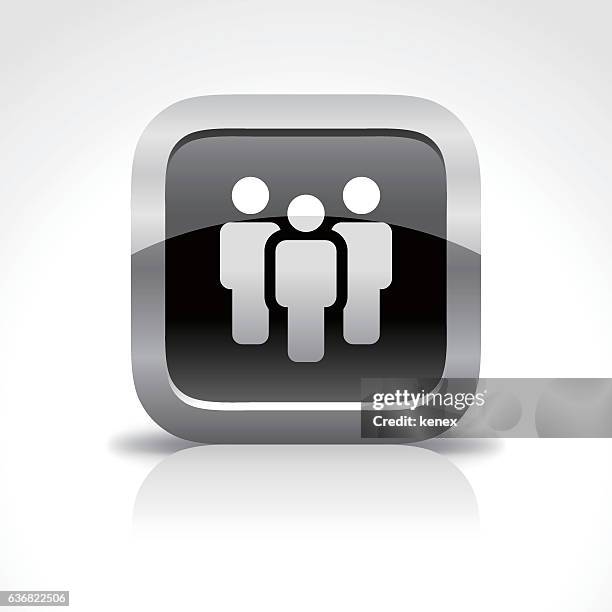 group of people glossy button icon - male profile stock illustrations