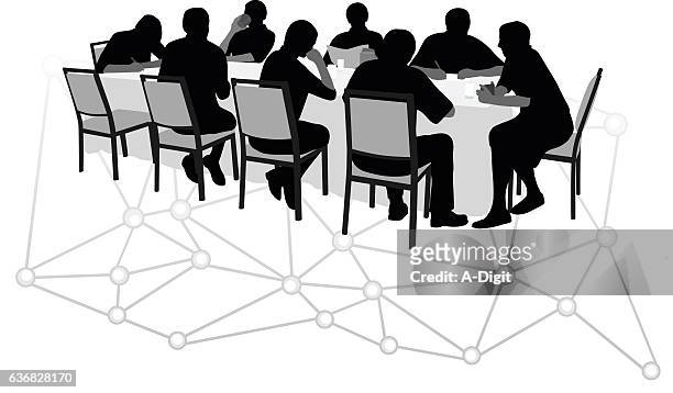 internet executive discusion - women meeting lunch stock illustrations