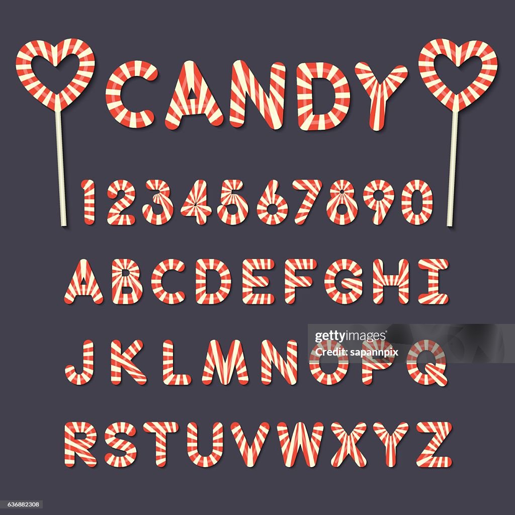 Candy Japanese Lettering Candy Lollipop Alphabet Letters And Numbers High-Res Vector Graphic ...