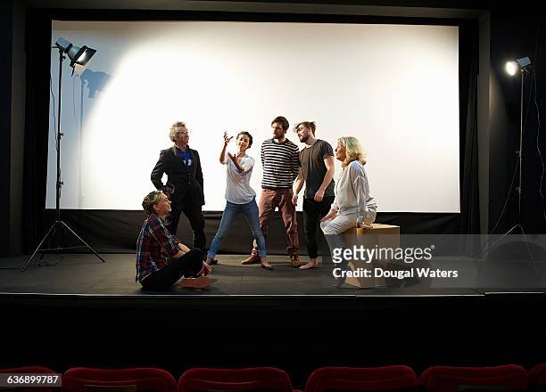 community theatre group on stage. - actress stock pictures, royalty-free photos & images