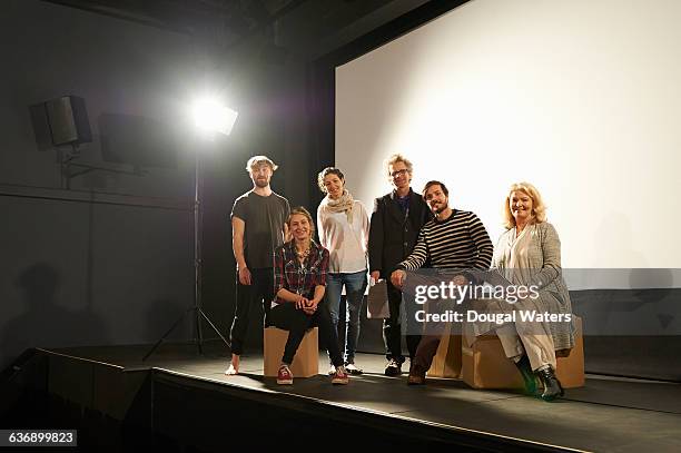 community theatre group together on stage. - schauspielerin stock-fotos und bilder