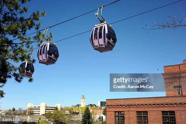 gondolas at riverfront - spokane stock pictures, royalty-free photos & images