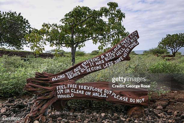 The entrance to Lapakahi State Historical Park is viewed on December 17 near Hawi on the Kohala Coast, Hawaii. Hawaii, the largest of all the...