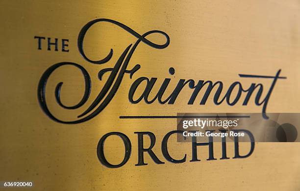 An entrance sign at the Fairmont Orchid Hotel is viewed on December 17 along the Kona Kohala Coast, Hawaii. Hawaii, the largest of all the Hawaiian...