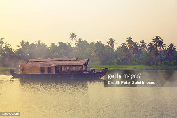 houseboat on the backwaters of kerala, india - south india stock pictures, royalty-free photos & images