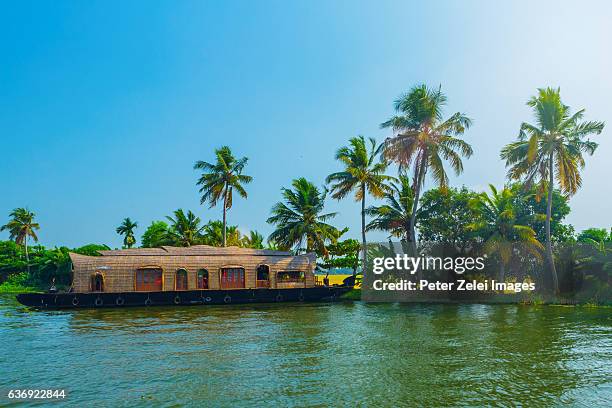 houseboat on the backwaters of kerala, india - laguna de kerala - fotografias e filmes do acervo