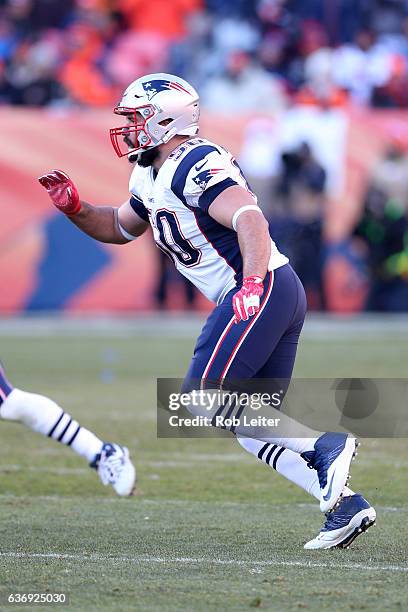 Rob Ninkovich of the New England Patriots in action during the game against the Denver Broncos at Sports Authority Field At Mile High on December 18,...