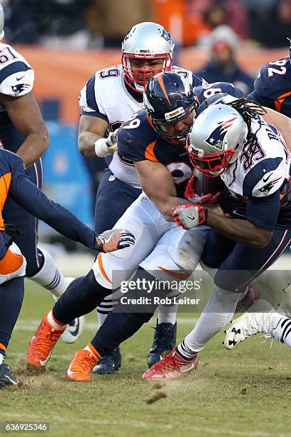 Adam Gotsis of the Denver Broncos in action during the game against the New England Patriots at Sports Authority Field At Mile High on December 18,...