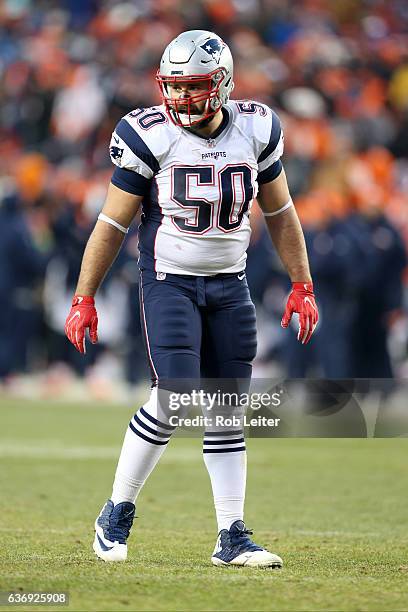 Rob Ninkovich of the New England Patriots in action during the game against the Denver Broncos at Sports Authority Field At Mile High on December 16,...