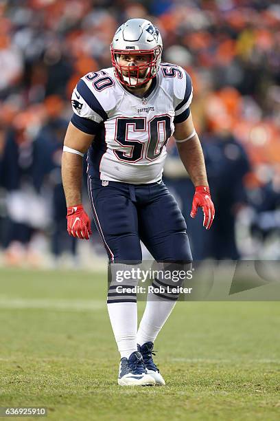 Rob Ninkovich of the New England Patriots in action during the game against the Denver Broncos at Sports Authority Field At Mile High on December 16,...