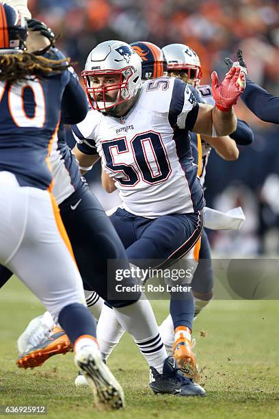 Rob Ninkovich of the New England Patriots in action during the game against the Denver Broncos at Sports Authority Field At Mile High on December 16,...