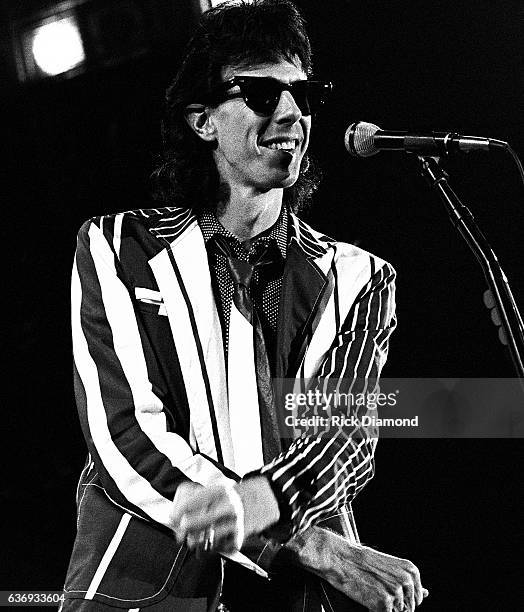 Singer/Songwriter Ric Ocasek of The Cars performs at The Omni Coliseum in Atlanta Georgia October 16, 1980.