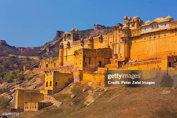 amer fort / amber fort  at amber near jaipur, rajasthan, india - amber fort - fotografias e filmes do acervo