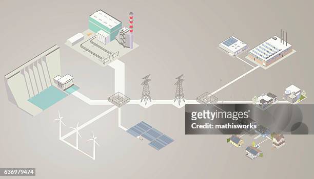 elektrisches übertragungsdiagramm - elektrischer generator stock-grafiken, -clipart, -cartoons und -symbole