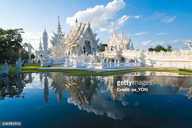 the temple in white color - chiang mai province stock pictures, royalty-free photos & images