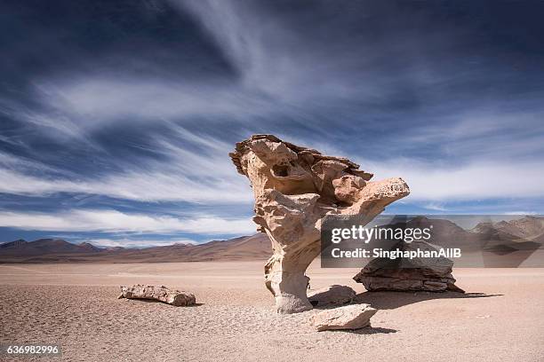 rock formation "arbol de piedra", atacama desert in altiplano, bolivia - felsformation stock-fotos und bilder