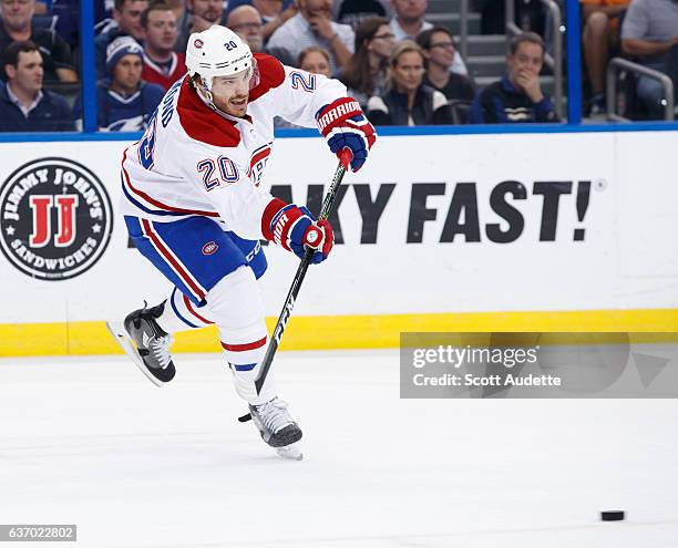 Zach Redmond of the Montreal Canadiens skates against the Tampa Bay Lightning at Amalie Arena on December 28, 2016 in Tampa, Florida. "n