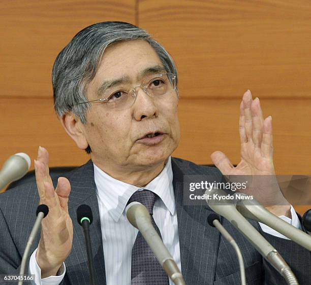 Japan - Haruhiko Kuroda, governor of the Bank of Japan, holds a press conference at the BOJ head office in Tokyo after a one-day policy meeting of...